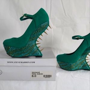 Steve Madden Teal Suede Spiked Heel